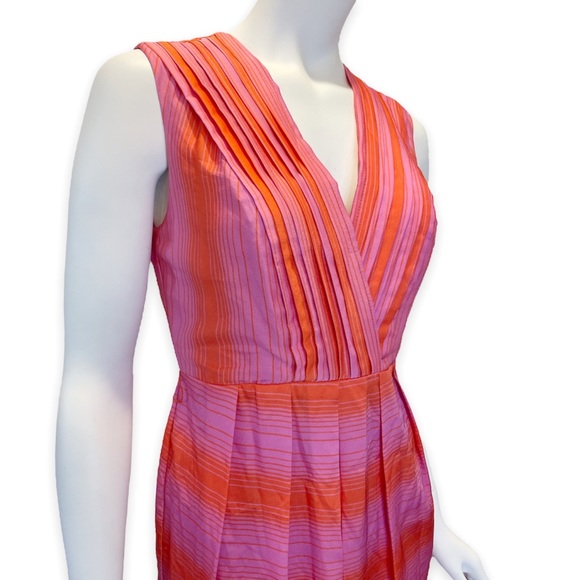 Anthropologie Eva Franco Striped Sheath Dress Orange Pink Sleeveless Size 4 - Picture 3 of 11